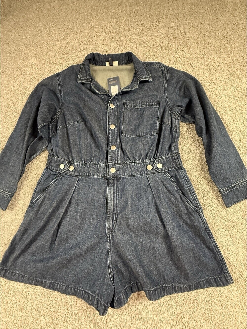 Universal Thread Women's Size 17 Long Sleeve Denim Romper Dark Wash